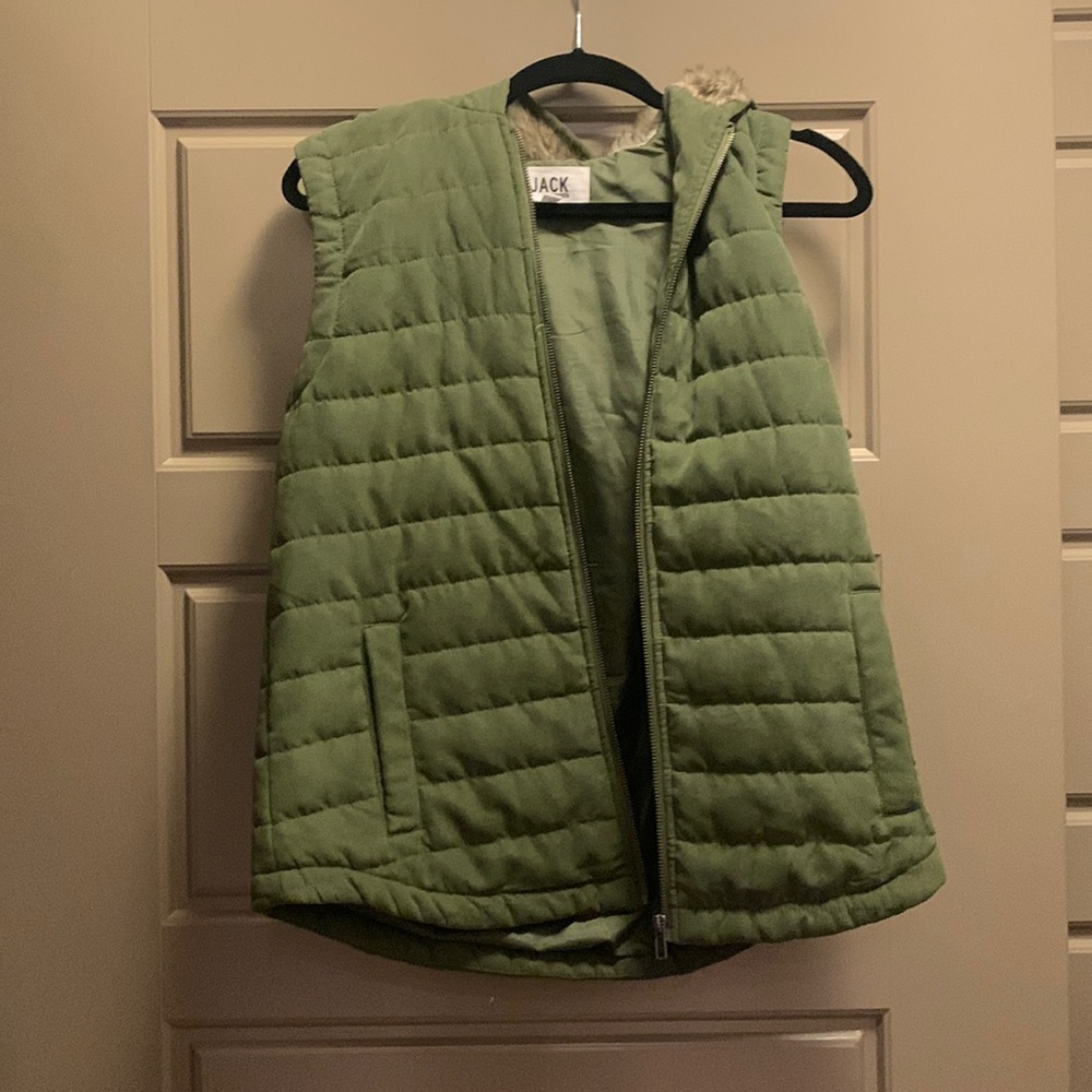 Jack by BB Dakota Green Vest with Fur Hood
